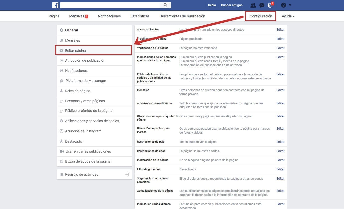 Configuramos nuestra fan page