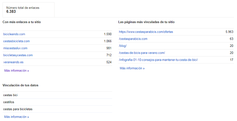 Enlaces internos en Search Console