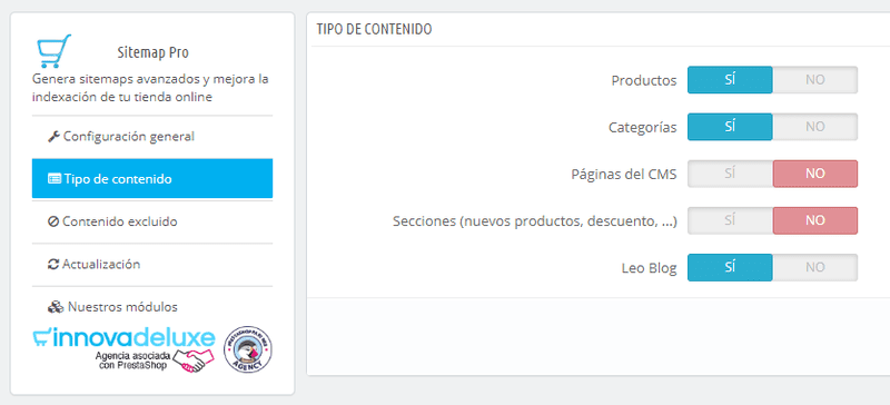 Elige el tipo de contenido