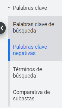 Como utilizar palabras clave negativas
