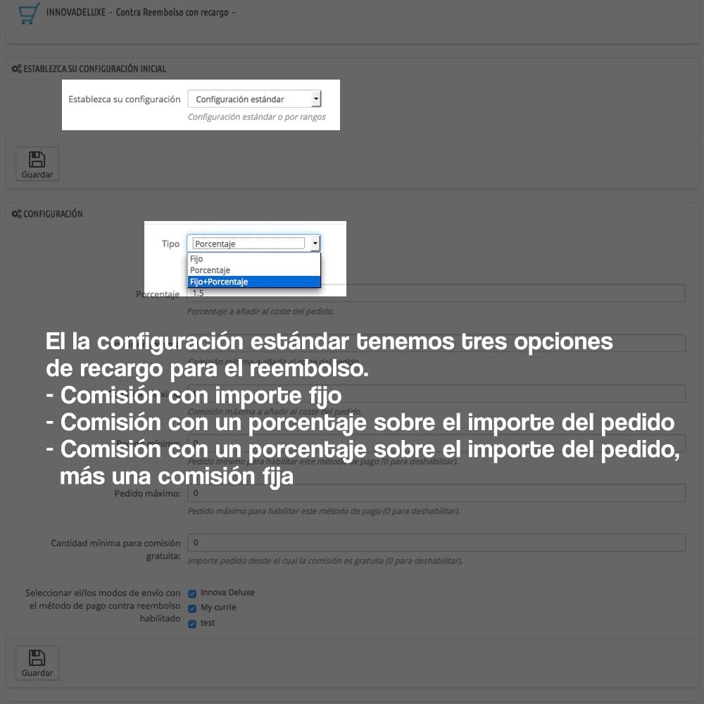 Módulo de Pago ContraReembolso con recargo y limitaciones Prestashop