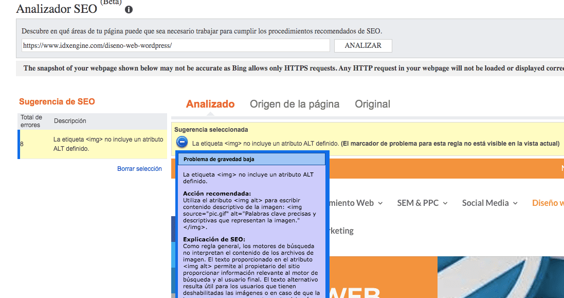 Analiza el SEO de tu sitio web con las herramientas de Bing