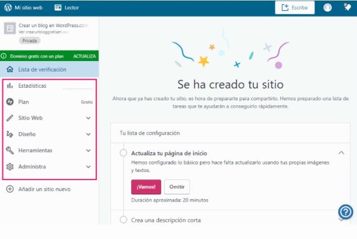 panel control wordpress