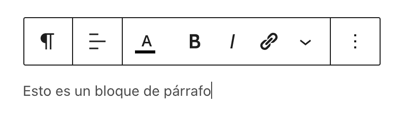 Bloque párrafo editor de wordpress